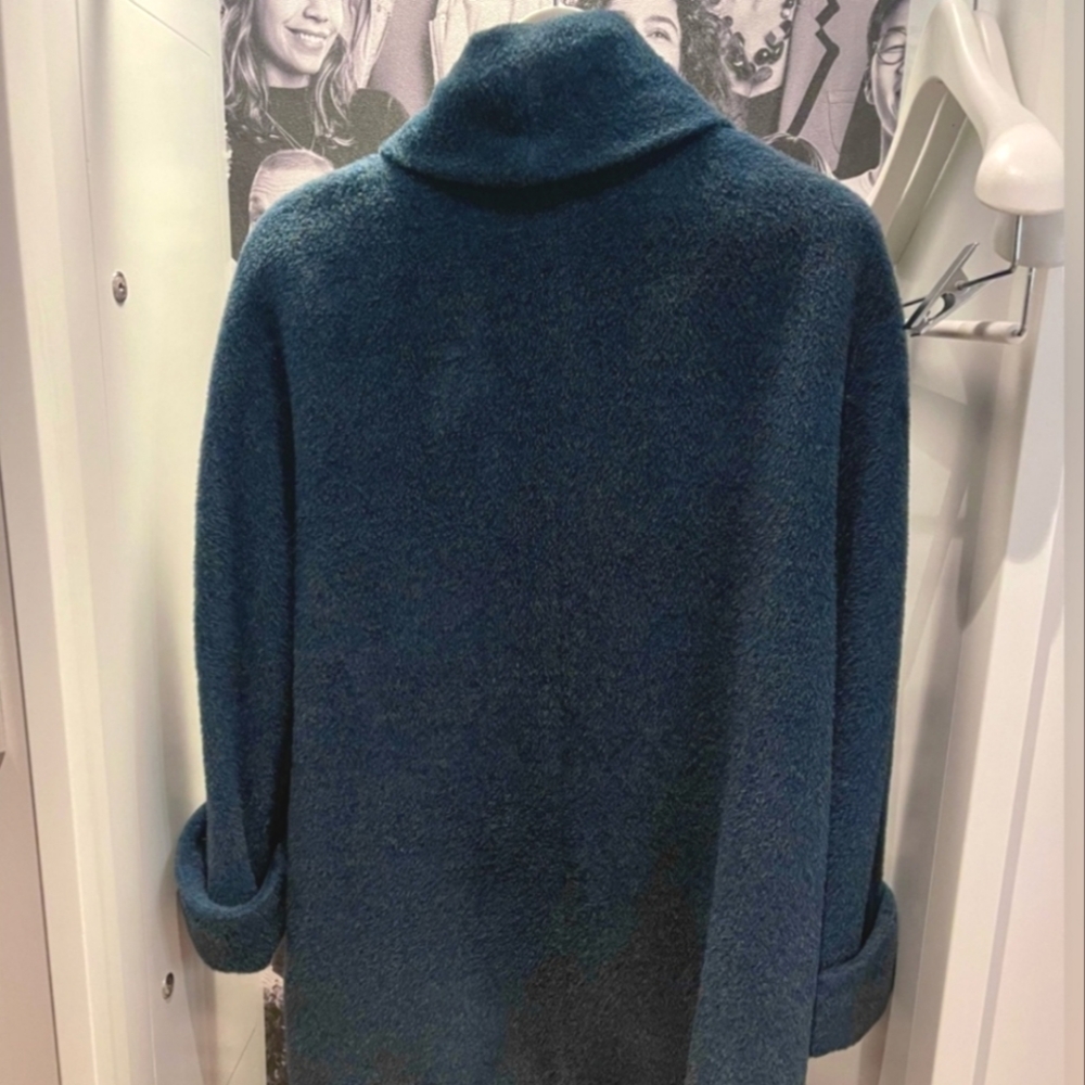 Vintage Teal Blue Alpaca Peacoat - Picture 2 of 3